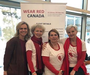 Olga Toleva, Lorraine Avery, Jo-Ann Sawatzky and Jackie Ratz on Wear Red Canada Day.